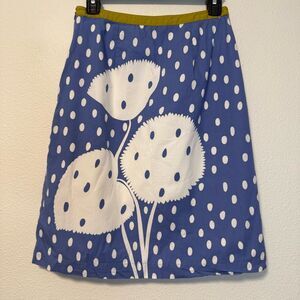 Boden Floral Blue & White Polka Dot Skirt Size 4R